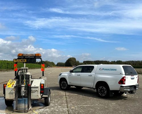 In-Situ Testing A CJ Associates hilux vehicle, with the blue sky in the background.
